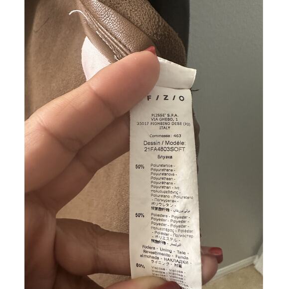 SFIZIO Women's Brown Color Block Faux Leather Patchwork Shacket Size Medium NWOT - Picture 10 of 14